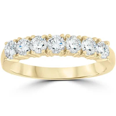 Pompeii3 1ct Diamond Wedding Ring Anniversary 14k Yellow Gold 7-stone Womens Band In Silver