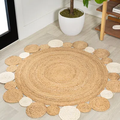 Jonathan Y Ayana Two-tone Jute Hippy Circle Natural/cream Round Area Rug