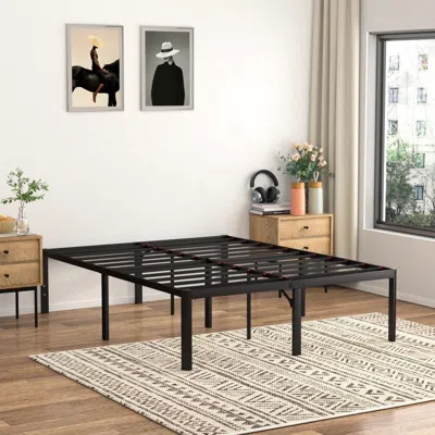 Quikfurn King 18-inch Rounded Edge Corners Metal Bed Frame With Under-bed Storage Space