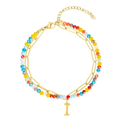 Adornia Initial Layered Bracelet In Blue
