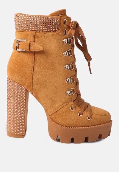 LONDON RAG BIRCH BLOCK HEELED ANKLE BOOTS 