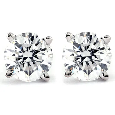 Pompeii3 1/5ct Diamond Studs 14k White Gold In Silver