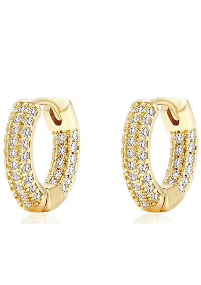 Liv Oliver 18k Gold Cz Inside Out Huggie Earrings In Silver
