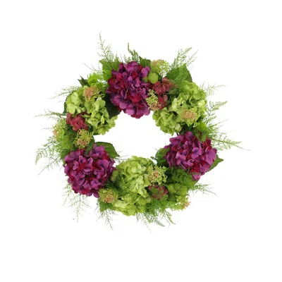 Creative Displays 28" Assorted Hydrangea Wreath With Sedum And Fern Leaves