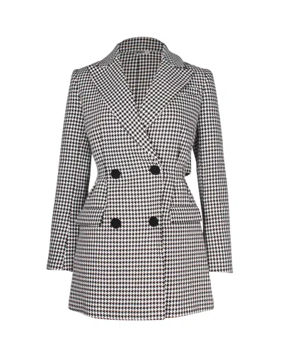 Self-portrait Houndstooth Mini Dress In Black Cotton In White