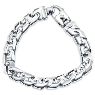 Shop Pompeii3 Men's Link 14k Gold (65gram) Or Platinum (105gram) 11.5mm Bracelet 8.5" In Silver