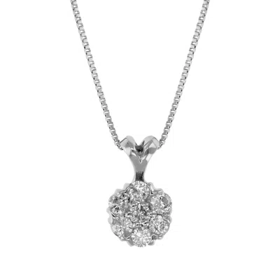 Vir Jewels 1/5 Cttw Diamond Pendant, Diamond Cluster Pendant Necklace For Women In 14k White Gold With 18 Inch In Silver