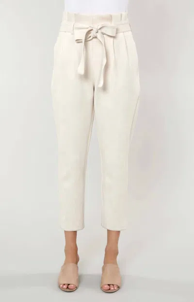 Dolce Cabo Uptown Suede Paper Bag Pants In Cream Suede In Beige