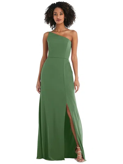 After Six Dessy Collection Skinny One-shoulder Trumpet Gown With Front Slit In Green