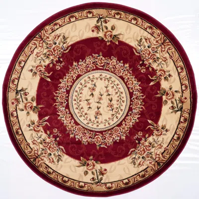 Safavieh Lyndhurst Lnh328 Red And Ivory 8' X 8' Round Area Rug