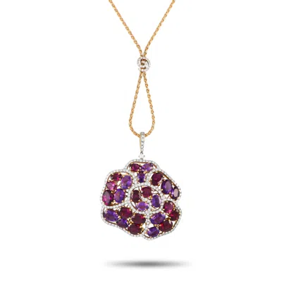Casato 18k Rose Gold 1.57ct Diamond, Amethyst, And Rhodolite Pendant Necklace 200494 In Purple