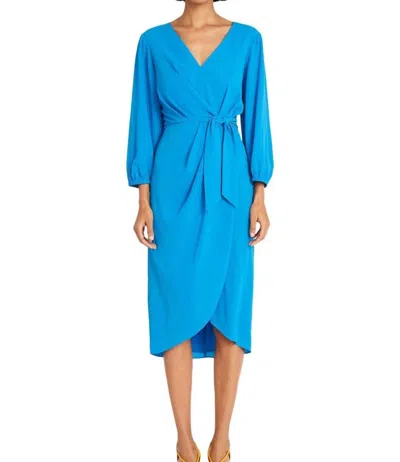 Maggy London Draped Faux Wrap Dress In Blue