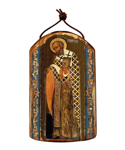 Designocracy Saint Nick Wooden Greek Christian Orthodox Icon Ornament