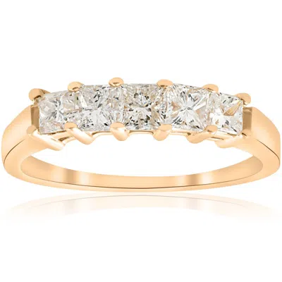 Pompeii3 1ct Princess Cut Diamond Anniversary 14k Gold Ring In Silver
