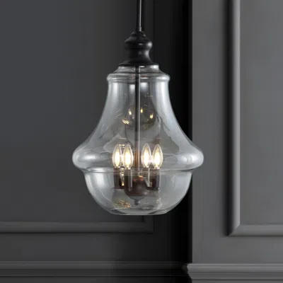 Jonathan Y Adam 16" Adjustable Metal/glass Led Pendant