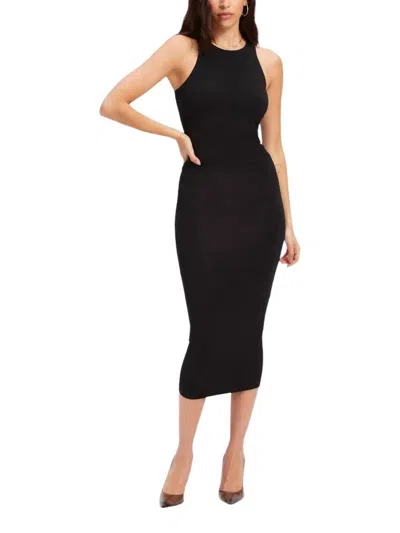 Good American Touch Cut In Tank Midi Dress In Black In Black