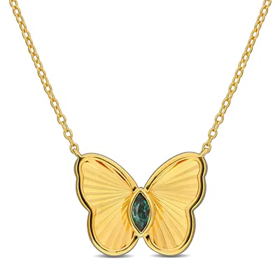 Mimi & Max 1/5ct Tgw Marquise-cut Alexandrite Butterfly Necklace Yellow Silver-17 In In Gold