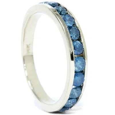 Pompeii3 1ct Blue Diamond Channel Set Ring 14k Yellow Gold In Blue