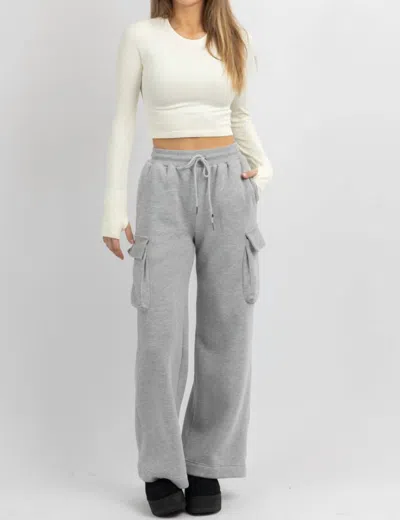 Creamon Cargo Cozy Fleece Lounge Pants In Heather Grey In Grey