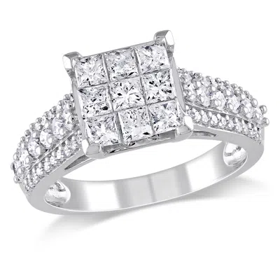 Mimi & Max 1 1/2ct Tw Princess Cut Diamond Engagement Ring In 10k White Gold In Silver