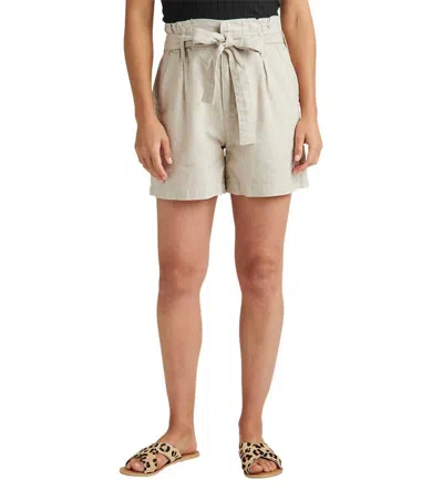 Jag High Rise Belted Pleat Paper Bag Short In Beige