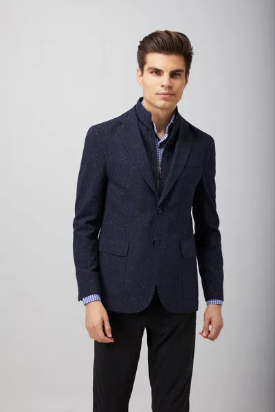 Luchiano Visconti Navy Speckle Zip Up Sportcoat In Blue