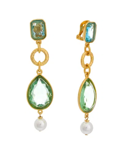 Ben-amun Plated Clip-on Earrings In Green