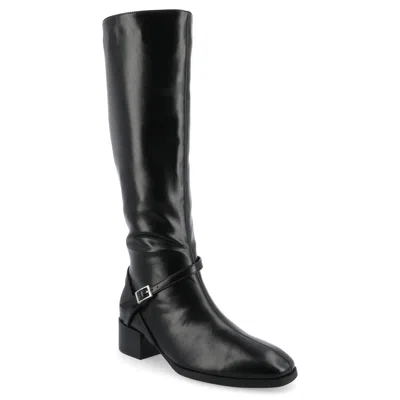 Journee Collection Wide Width Extra Wide Calf Womens Romilly Tru Comfort Foam Stacked Block Heel Round Toe Boots In Black