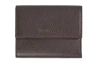 Trussardi Brown Leather Wallet In Grey