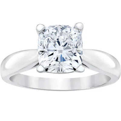 Pompeii3 1 1/2ct Cushion Diamond Solitaire Engagement Ring 14k White Gold Enhanced In Silver