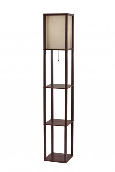 Homezia 63" Brown Column Floor Lamp With Beige Square Shade