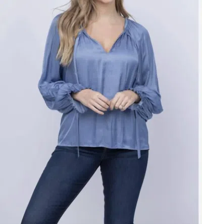 Ramy Brook Blake Blouse In Steel Blue In Purple