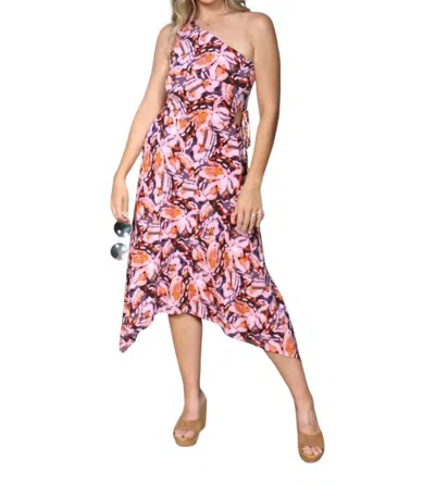Veronica M Asymmetrical Cutout Midi Dress In Eden In Pink