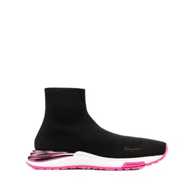 Ferragamo Ninette Knit Sock High Top Sneaker In Black