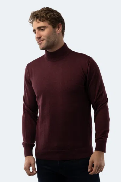 Luchiano Visconti Melange Burgundy Mockneck Sweater In Red