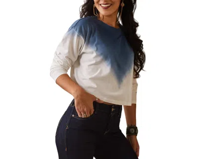 Ariat Howdy Ombre Ls Top In White In Blue
