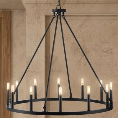 Jonathan Y Gio 36" 12-light Iron Classic Industrial Ring Led Chandelier