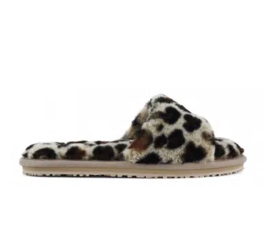 Mou Women's Fuzzy Slide Slippers In Leopard In Brown