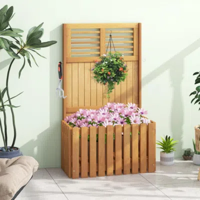 Hivvago Wooden Raised Garden Bed With Privacy Screen
