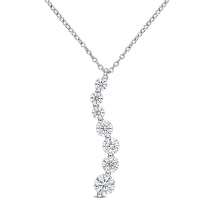 Mimi & Max 1 1/2ct Dew Created Moissanite Journey Pendant With Chain In Sterling Silver In Silver