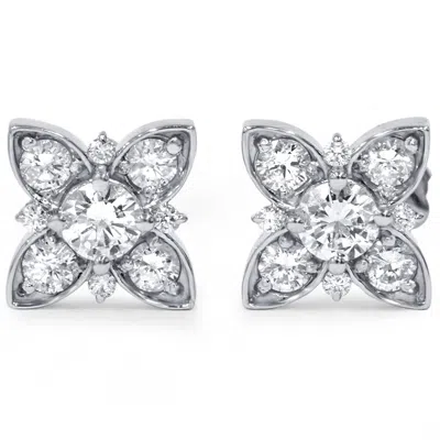 Pompeii3 1ct Lab Grown Created Diamond Studs Womens Earring 14k White Gold In Silver