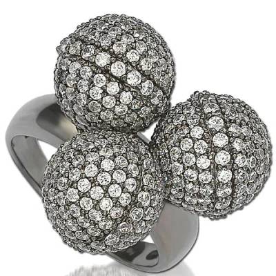 Suzy Levian Cubic Zirconia Sterling Silver Triple Threat Ring In Silver