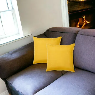 Homezia Set Of 2 Yellow Brushed Twill Decorative Throw Pillow Covers