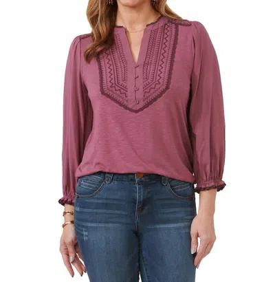 Democracy Ruffle Edge Neck Top In Tulip Nectar In Pink