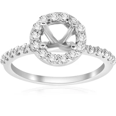 Pompeii3 1/2ct Diamond Halo Engagement Ring Setting 14k White Gold In Silver