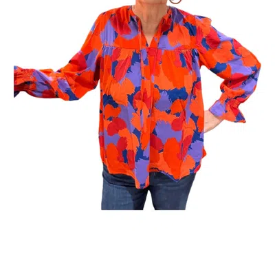 Michelle Mcdowell Elena Top Long Sleeve In Lovestruck Teal In Orange