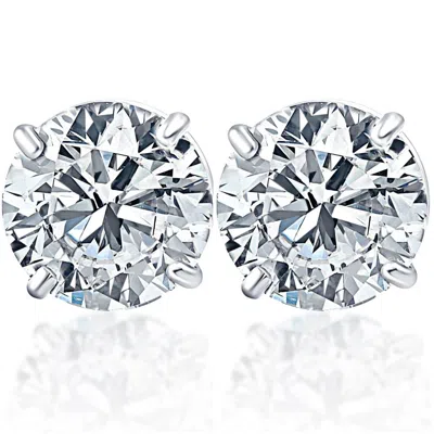 Pompeii3 4.25ct T. W. Round Cut 14k White Diamond Studs Lab Grown Women's Earrings In Silver