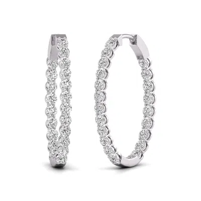 Diana M. Diana M Lab 14kt Wg 5ct Tw Oval In & Out Hoop Earring In Silver