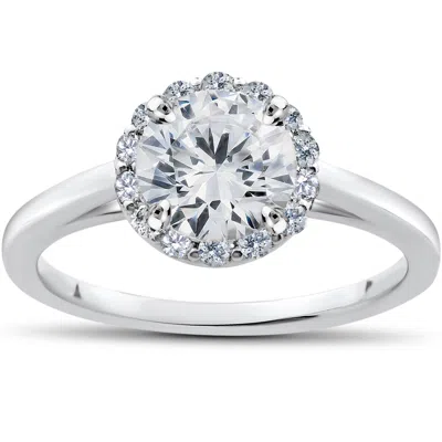 Pompeii3 1 Ct Lab Created Diamond Madelyn Halo Engagement Ring 14k White Gold In Silver