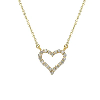 Suzy Levian 14k Yellow Gold 0.25 Ctw Diamond Heart Necklace In Silver